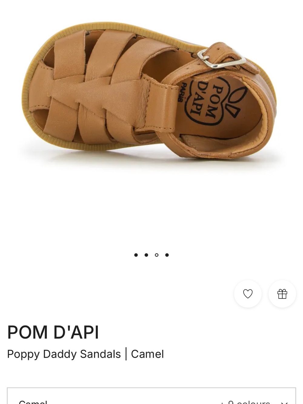 Pom D'Api Camel Leather Strappy Kids Sandals